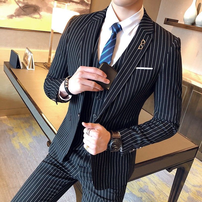 Men'S Grooming Uk - Blazer a Rayas Entallado para Hombre,